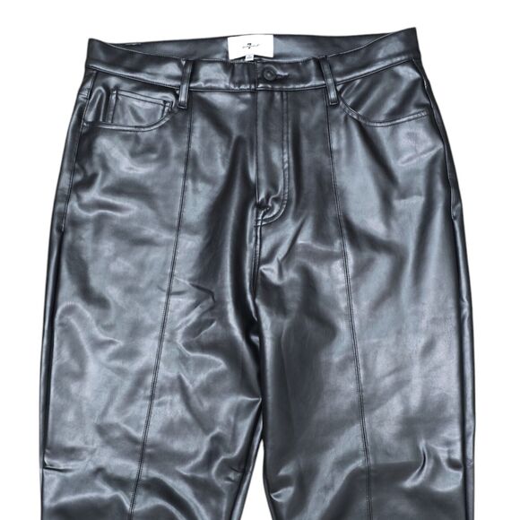 7 For All Mankind Womens Size 31 Faux Leather Black High Rise Cropped Pants - Picture 9 of 11